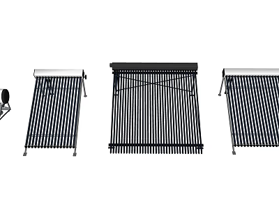 Different Types Of Solar Collectors With Metal Frames And Panel Structures 3d model