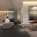 Modern Public Office Space With Open Layout Comfortable Seating Green Plants And Wall Art Decor
