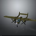 Tan Military Airplane With Twin Propellers Blue Details And Star Emblem On Wings