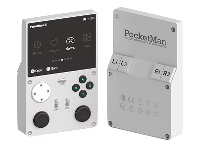 PocketMan Portable Gaming Device With Screen Buttons And L1 L2 R1 R2 Controller Attachments 3d model