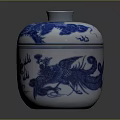 Chinese Style Blue And White Decorative Jar With Dragon Phoenix Patterns And Tai Chi Symbol