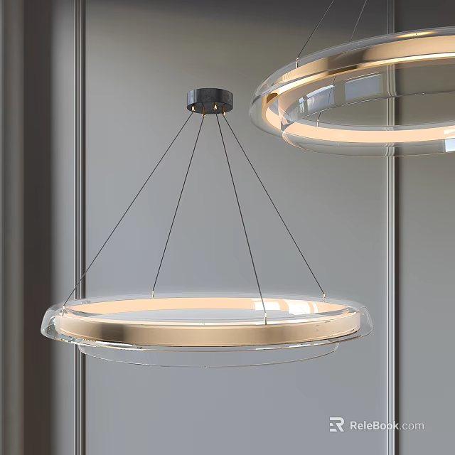 Modern Round Hanging Chandelier With Metal Frame And Transparent Glass Lighting Shade 3d model