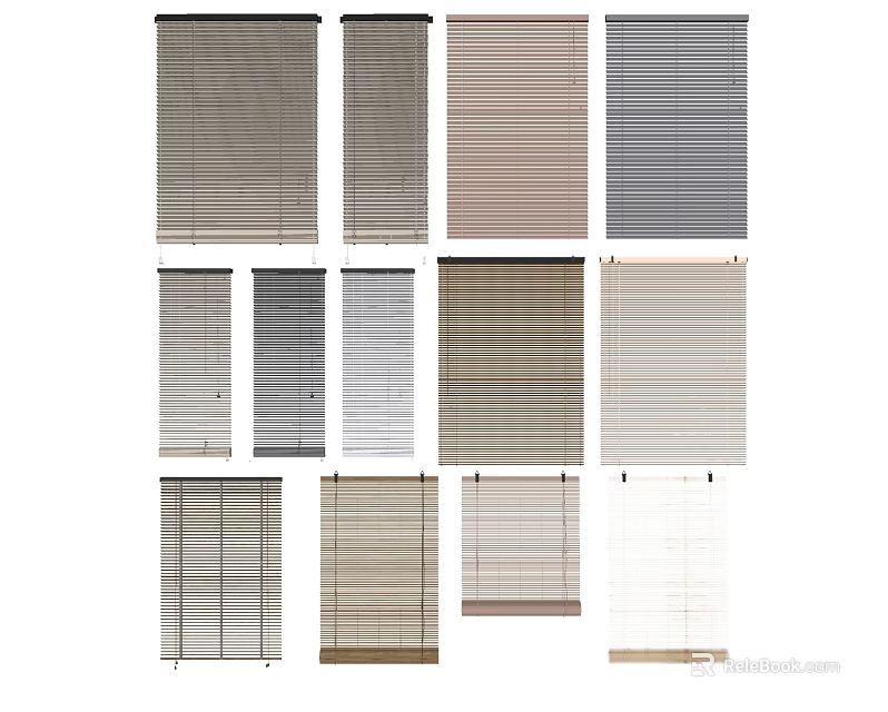 Stylish Window Blinds in Various Colors and Designs for Home Interiors 3d model 