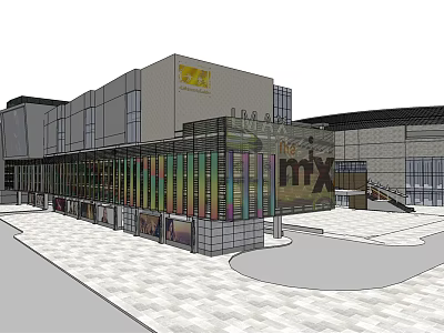 Modern Commercial Complex With IMAX Cinema Colorful Facade And Plaza Area 3d model