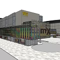 Modern Commercial Complex With IMAX Cinema Colorful Facade And Plaza Area