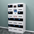 Public Smart Locker Facility With Multiple Compartments Digital Screen And Secure Storage 3d model