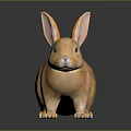 Detailed Tan Rabbit Figurine Standing With Large Ears On Dark Background