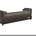 Decorative Upholstered Ottoman With Floral Patterned Fabric Tufted Seat And Ornate Metal Legs
