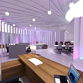 Modern Exhibition Booth Design With Curved Structure Lighting And Large Screen