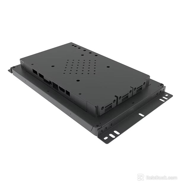 Black Metal Enclosure With Mounting Holes And Interface Ports For Electronic Devices 3d model 