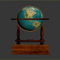 Decorative Globe Ornament Decoration Set With Wooden Stand And Elegant Base For Home Decor