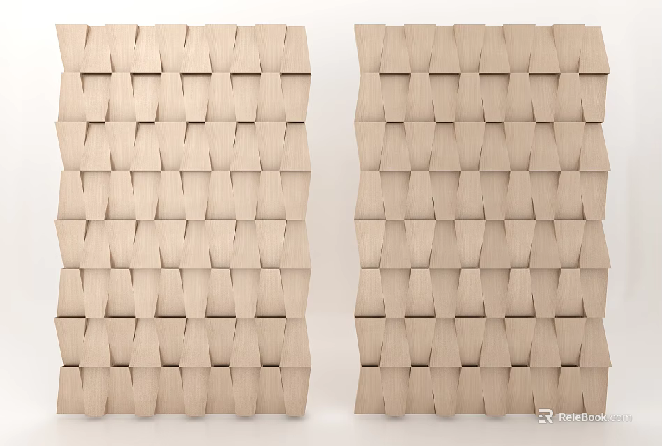 Modern 3D Geometric Wooden Wall Decor Panels With Stylish Design 3d model 