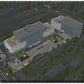 A bird's eye view of a modern office building 3d model