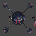 Futuristic Mechanical Reptile 3D Model With Black Red Scales And Glowing Appendages