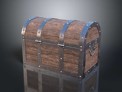 Vintage Wooden Storage Chest With Metal Straps For Home Living Use 3d model