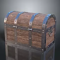 Vintage Wooden Storage Chest With Metal Straps For Home Living Use