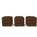 Three Brown Square Tufted Ottomans With Padded Design For Living Room Seating 3d model