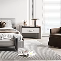 Modern Minimalist Bedroom Interior Design With Bedside Tables Circular Wall Art And Area Rug