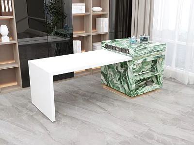 Modern Living Dining Room Interior With Marble Furniture And Open Layout Design 3d model