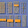 Modern Console Table And Side Cabinet Designs With Geometric Grid And Yellow Accents