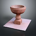Terracotta Pedestal Basin With Carved Details Placed On Square Mat