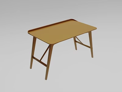 Wooden Office Desk With Tray Style Top And Crossed Legs Modern Design 3d model