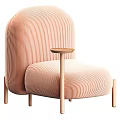 Light Pink Dark Grey Velvet Accent Chairs With Curved Backs Wooden Legs And Side Tables