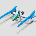 Toy Model Aircraft With Blue White Wings And Green Sci Fi Design Structure 3d model