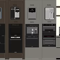 Modern Built In Kitchen Appliances With Coffee Machine Oven And Different Color Panels