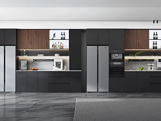 Modern Style Sideboard Wine Cabinet Steaming Oven Refrigerator Water Purifier Wine Bottle Ornaments 3d model