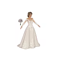 Woman Wearing Elegant White Lace Wedding Dress With Backless Design And Long Sleeves