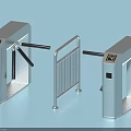 Industrial Turnstile Equipment With Silver Metal Railings And Access Control System