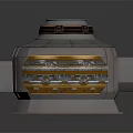 Cartoon Style Futuristic Control Room With Circular Platforms And Metallic Railings