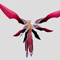 Fantasy Game and Movie Character with Pink Red Wings Blonde Hair and Ornate Outfit