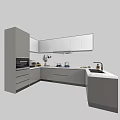 Modern Kitchen With Sleek White Cabinets Spacious Countertop And Functional Layout 3d model