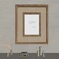 Wooden Frame With Rattan Weave Design On Gray Wall Decorative Handwritten Note