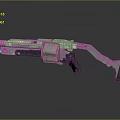 Futuristic Sci Fi Weapon With Green Blue Accents Metallic Structure Grip And Barrel Design