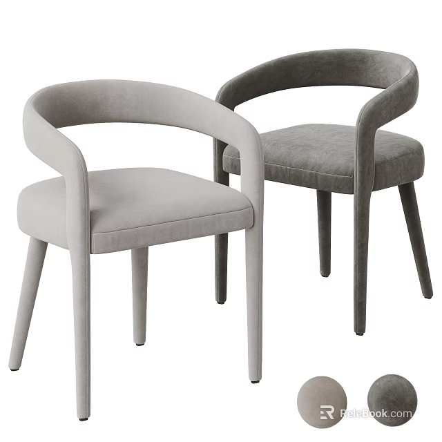 Elegant Modern Upholstered Dining Chairs With Armrests And Different Gray Tones 3d model 