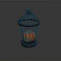 Black Metal Birdcage With Orange Apple for Decorative Home