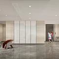 Modern Elevator Lobby Design With Textured Walls Polished Floor And Seating Area