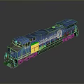 Blue Conrail Diesel Locomotive Engine Number 8369 Front Side View