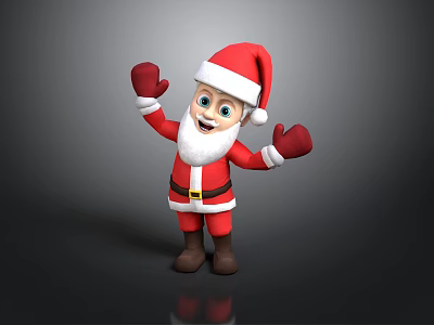 3D Rendered Cheerful Santa Claus Waving With Red Outfit And Santa Hat 3d model