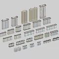 Residential Buildings Model Collection Featuring Various Heights and Architectural Styles
