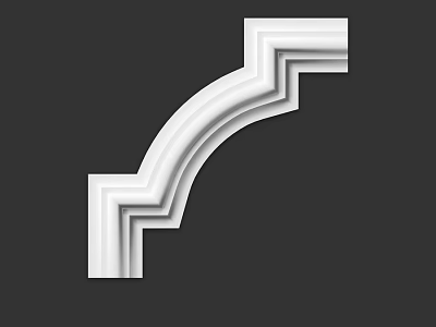 White Decorative Architectural Molding Component for Interior Design with Geometric Patterns and Curved Lines 3d model