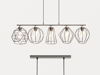 Industrial LOFT chandelier multi-head glass chandelier 3d model