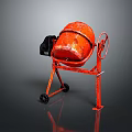 Red Concrete Mixer With Stand Wheels And Handle On Gray Background 3d model