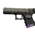 Engraved Metal Handgun With Carbon Fiber Grip And GS Logo Design
