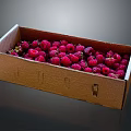 Juicy Fresh Ripe Red Raspberries in a Brown Cardboard Box Container
