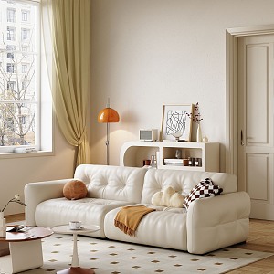 Modern Cream Style Double Sofa Cream Double Sofa 3d model