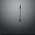 Blue Glowing Shovel With Brown Handle And White Head Design
